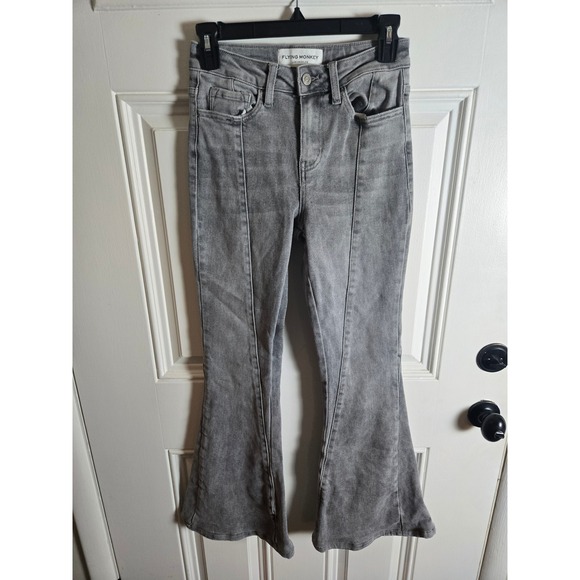 Flying Monkey Denim - Flying Monkey Women Gray High Rise Super Flare Seam Detail Jeans Size 24